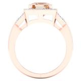 2.15 Carat (ctw) 14K Rose Gold Cushion Cut Morganite & Round Cut White Diamond Ladies Bridal Halo Style Engagement Ring