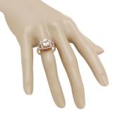2.15 Carat (ctw) 14K Rose Gold Cushion Cut Morganite & Round Cut White Diamond Ladies Bridal Halo Style Engagement Ring