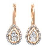 0.55 Carat (ctw) 14K Rose Gold Round White Diamond Ladies Pear-shaped Drop Earrings 1/2 CT