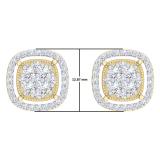 1.00 Carat (ctw) 10K Yellow Gold Round Cut White Diamond Ladies Cluster Style Stud Earrings 1 CT