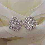 1.00 Carat (ctw) 14K White Gold Round Cut White Diamond Ladies Cluster Style Stud Earrings 1 CT