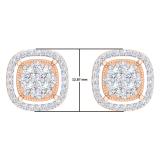 1.00 Carat (ctw) 18K Rose Gold Round Cut White Diamond Ladies Cluster Style Stud Earrings 1 CT