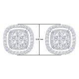 1.00 Carat (ctw) 18K White Gold Round Cut White Diamond Ladies Cluster Style Stud Earrings 1 CT