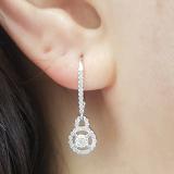 0.50 Carat (ctw) 10K White Gold Round Cut White Diamond Ladies Halo Style Dangling Drop Earrings 1/2 CT