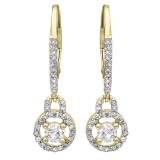 0.50 Carat (ctw) 10K Yellow Gold Round Cut White Diamond Ladies Halo Style Dangling Drop Earrings 1/2 CT
