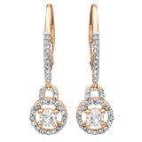 0.50 Carat (ctw) 14K Rose Gold Round Cut White Diamond Ladies Halo Style Dangling Drop Earrings 1/2 CT