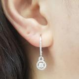 0.50 Carat (ctw) 18K White Gold Round Cut White Diamond Ladies Halo Style Dangling Drop Earrings 1/2 CT