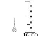 0.50 Carat (ctw) 18K White Gold Round Cut White Diamond Ladies Halo Style Dangling Drop Earrings 1/2 CT