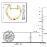0.45 Carat (ctw) 10K Yellow Gold Round & Baguette Cut White Diamond Ladies Huggies Hoop Earrings 1/2 CT