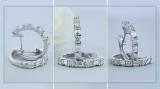 0.45 Carat (ctw) 18K White Gold Round & Baguette Cut White Diamond Ladies Huggies Hoop Earrings 1/2 CT