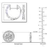 0.45 Carat (ctw) 18K White Gold Round & Baguette Cut White Diamond Ladies Huggies Hoop Earrings 1/2 CT