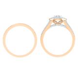 0.55 Carat (ctw) 10K Rose Gold Round Cut Diamond Ladies Split Shank Bridal Cluster Engagement Ring With Matching Band Set 1/2 CT