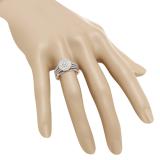 0.55 Carat (ctw) 10K Rose Gold Round Cut Diamond Ladies Split Shank Bridal Cluster Engagement Ring With Matching Band Set 1/2 CT