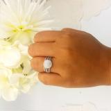 0.55 Carat (ctw) 10K White Gold Round Cut Diamond Ladies Split Shank Bridal Cluster Engagement Ring With Matching Band Set 1/2 CT