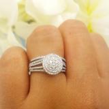 0.55 Carat (ctw) 10K White Gold Round Cut Diamond Ladies Split Shank Bridal Cluster Engagement Ring With Matching Band Set 1/2 CT