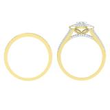 0.55 Carat (ctw) 10K Yellow Gold Round Cut Diamond Ladies Split Shank Bridal Cluster Engagement Ring With Matching Band Set 1/2 CT