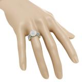 0.55 Carat (ctw) 10K Yellow Gold Round Cut Diamond Ladies Split Shank Bridal Cluster Engagement Ring With Matching Band Set 1/2 CT