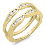 0.45 Carat (ctw) 10K Yellow Gold Round Diamond Ladies Anniversary Wedding Band Enhancer Guard Double Ring 1/2 CT