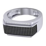 0.40 Carat (ctw) Sterling Silver Round Black & White Diamond Men's Flashy Hip Hop Pinky Ring