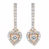 0.50 Carat (ctw) 10K Rose Gold Round White Diamond Ladies Heart Dangling Drop Earrings 1/2 CT