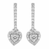 0.50 Carat (ctw) 10K White Gold Round White Diamond Ladies Heart Dangling Drop Earrings 1/2 CT