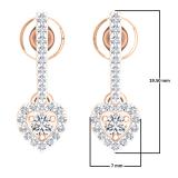 0.50 Carat (ctw) 18K Rose Gold Round White Diamond Ladies Heart Dangling Drop Earrings 1/2 CT