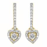 0.50 Carat (ctw) 18K Yellow Gold Round White Diamond Ladies Heart Dangling Drop Earrings 1/2 CT