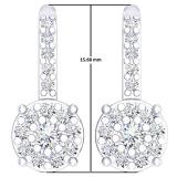 0.55 Carat (ctw) 10K White Gold Round Cut White Diamond Ladies Cluster Style Dangling Drop Earrings 1/2 CT