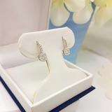 0.55 Carat (ctw) 14K White Gold Round Cut White Diamond Ladies Cluster Style Dangling Drop Earrings 1/2 CT