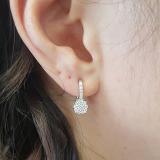 0.55 Carat (ctw) 14K White Gold Round Cut White Diamond Ladies Cluster Style Dangling Drop Earrings 1/2 CT
