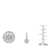 0.55 Carat (ctw) 18K Rose Gold Round Cut White Diamond Ladies Cluster Style Dangling Drop Earrings 1/2 CT