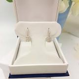 0.55 Carat (ctw) 18K White Gold Round Cut White Diamond Ladies Cluster Style Dangling Drop Earrings 1/2 CT