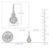 0.50 Carat (ctw) 10K Rose Gold Round Cut White Diamond Ladies Cluster Style Drop Earrings 1/2 CT