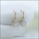 0.50 Carat (ctw) 10K Yellow Gold Round Cut White Diamond Ladies Cluster Style Drop Earrings 1/2 CT