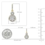 0.50 Carat (ctw) 10K Yellow Gold Round Cut White Diamond Ladies Cluster Style Drop Earrings 1/2 CT