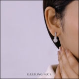 0.50 Carat (ctw) 14K White Gold Round Cut White Diamond Ladies Cluster Style Drop Earrings 1/2 CT