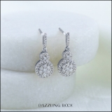 0.50 Carat (ctw) 14K White Gold Round Cut White Diamond Ladies Cluster Style Drop Earrings 1/2 CT