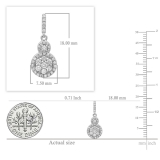 0.50 Carat (ctw) 14K White Gold Round Cut White Diamond Ladies Cluster Style Drop Earrings 1/2 CT