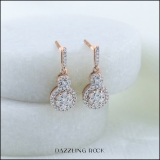 0.50 Carat (ctw) 18K Rose Gold Round Cut White Diamond Ladies Cluster Style Drop Earrings 1/2 CT