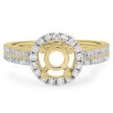 0.50 Carat (ctw) 10K Yellow Gold Round Cut Diamond Ladies Bridal Semi-Mount Split Shank Engagement Ring 1/2 CT (No Center Stone)