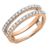 0.50 Carat (ctw) 18K Rose Gold Round Diamond Ladies Anniversary Wedding Band Enhancer Guard Double Ring 1/2 CT