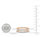 0.50 Carat (ctw) 18K Rose Gold Round Diamond Ladies Anniversary Wedding Band Enhancer Guard Double Ring 1/2 CT