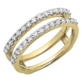 0.50 Carat (ctw) 18K Yellow Gold Round Diamond Ladies Anniversary Wedding Band Enhancer Guard Double Ring 1/2 CT