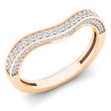 0.35 Carat (ctw) 10K Rose Gold Round Cut White Diamond Ladies Stackable Anniversary Wedding Contour Band Guard Ring