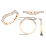 0.35 Carat (ctw) 10K Rose Gold Round Cut White Diamond Ladies Stackable Anniversary Wedding Contour Band Guard Ring
