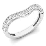 0.35 Carat (ctw) 10K White Gold Round Cut White Diamond Ladies Stackable Anniversary Wedding Contour Band Guard Ring