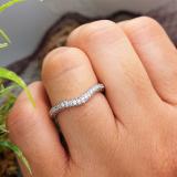0.35 Carat (ctw) 10K White Gold Round Cut White Diamond Ladies Stackable Anniversary Wedding Contour Band Guard Ring