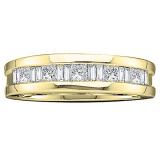 0.55 Carat (ctw) 10K Yellow Gold Baguette & Princess Cut White Diamond Men's Invisible Wedding Band 1/2 CT
