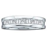 0.55 Carat (ctw) 14K White Gold Baguette & Princess Cut White Diamond Men's Invisible Wedding Band 1/2 CT