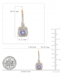 1.60 Carat (Ctw) 10K Rose Gold Round Tanzanite & White Diamond Ladies Halo Style Hoop Earrings